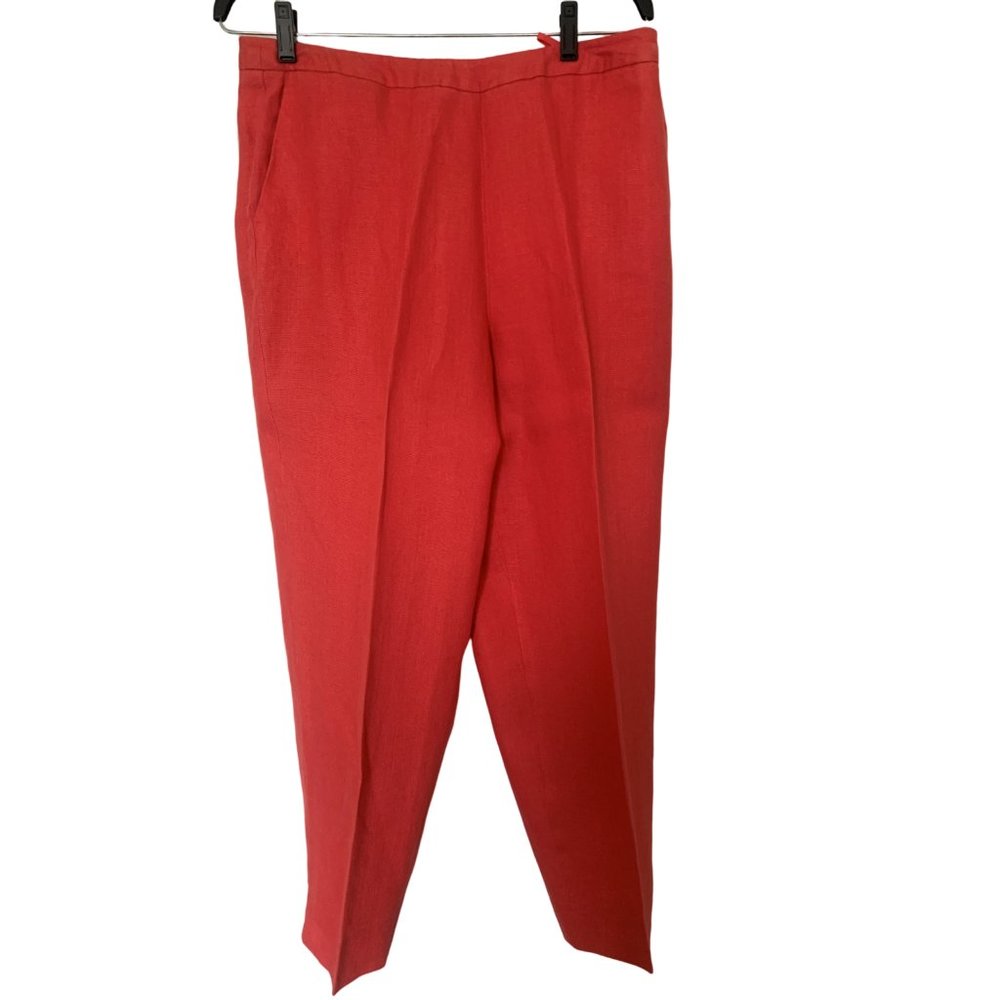 Talbots Coral 100% Irish Linen Lined High Rise Dry Cleaned Slacks Sz 12 Petite